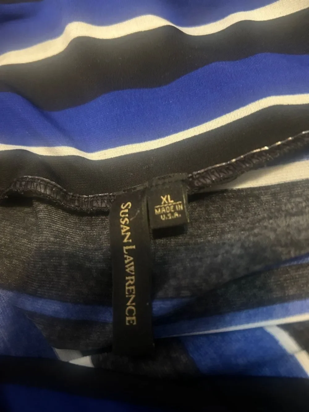 Susan Lawrence striped A-Line Midi Skirt in Blue, Black & White